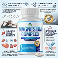 Capsules de magnésium citrate à marque privée, 1000 mg, avec zinc, calcium, vitamine D3 et thréonate de magnésium, pour la santé cérébrale