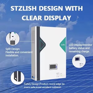DIPOWER 51.2V 100Ah/200Ah Wall <b>Mounted</b> <b>Battery</b> Pack 5.12kWh/10.24kWh Home Solar Energy Storage <b>Battery</b> with LCD Display - Product Image 3