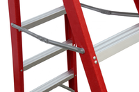 Échelle portable à double face large antidérapante ANSI 2X7 marches en FRP rouge anti-torsion, capacité de 375 lb pour l'extérieur, supermarché