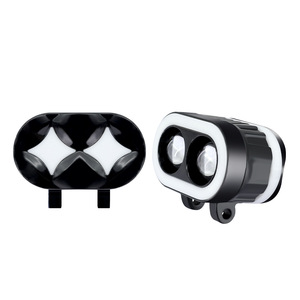 Motorcycle LED External <b>Spotlight</b> With Angel Eye Halo Dual Beam Strobe 12-80V IP67 Waterproof For Electric Vehicle Headlight - Product Image 2