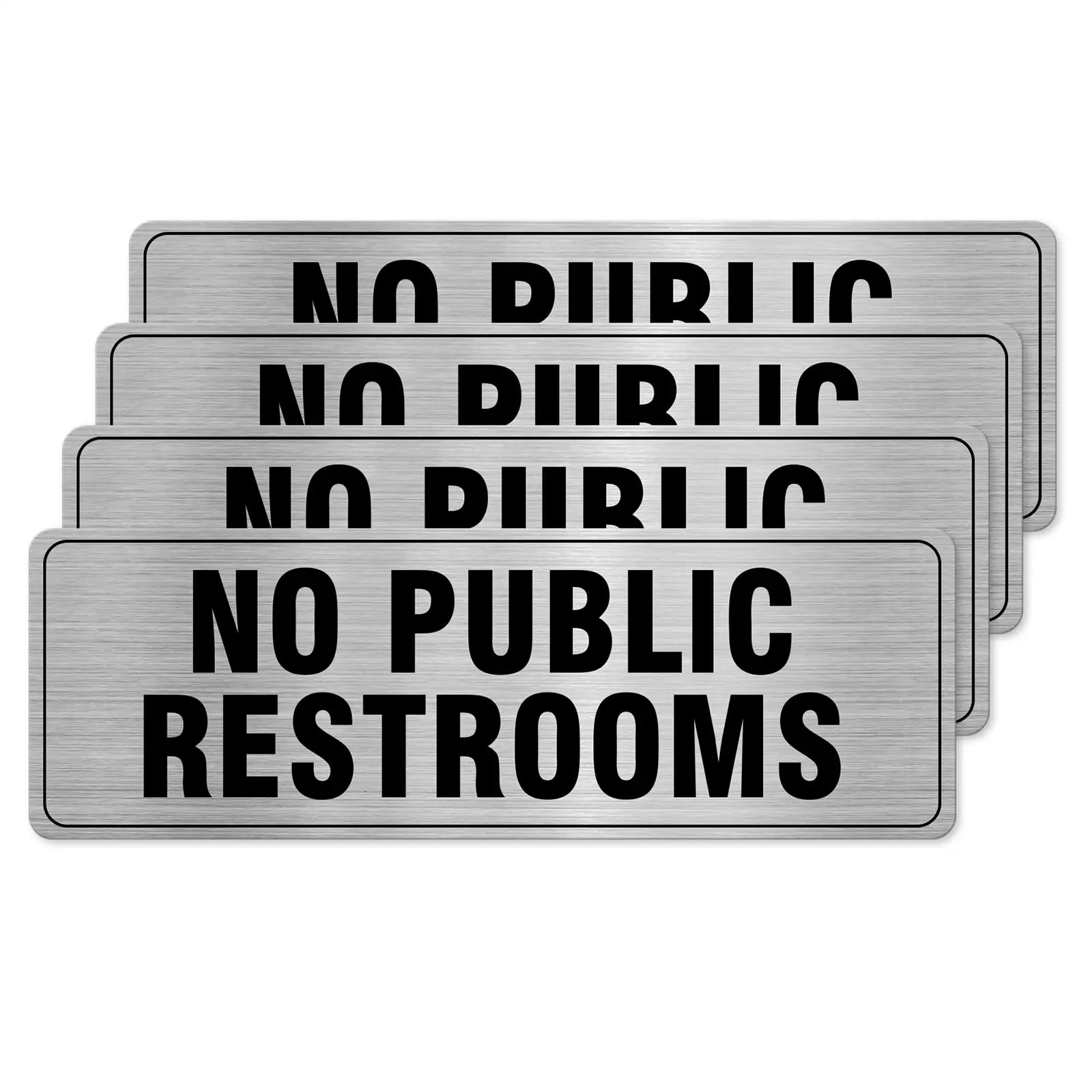 Знак Securun No для общественных туалетов, алюминиевая Серебряная самоклеящаяся Водонепроницаемая металлическая дверная настенная вывеска 9x3 дюйма для деловых офисов