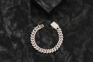 Trendy Diamond 10mm Cuban <b>Bracelet</b> 14K Solid Gold Two Tone Rose Gold Silver Hip Hop Wedding 6 Inch Jewelry - Product Image 2
