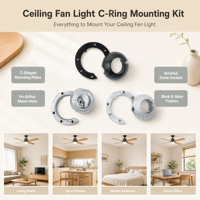 Kit Braket Pemasangan Lampu Kipas Plafon Universal GuangHua C Ring Hanging Ball Mount, Pemasangan Sederhana untuk Unit Lampu Kipas Rumah Tangga