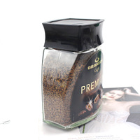 Récipient de pot de café en verre instantané vide transparent de 100G avec le couvercle noir en plastique
