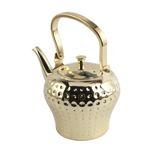 Golden Copper <b>Kettle</b> With Hammered Texture <b>Vintage</b> Design For Tea Making - Product Image 4