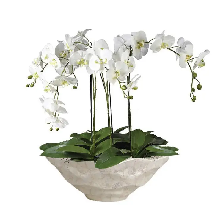 Classic Home Decoration Wide Flower Pot Green Planter Round Boatshape Pot Fiberglass Vase