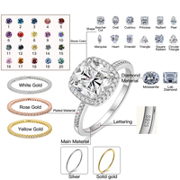 Bagues en or massif en gros pour femmes, fiançailles, argent, moissanite VVS, coupe ovale, bague Toi et Moi