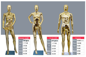 Mannequin Femme <span class=keywords><strong>Grande</strong></span> <span class=keywords><strong>Taille</strong></span> Corps Entier Électroplaqué Or Chromé, Mannequin Féminin Courbes Généreuses, Présentation Spectaculaire - Product Image 6