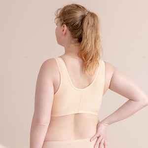 Vente en gros de soutien-gorge grande <span class=keywords><strong>taille</strong></span> sans fil post-chirurgie soutien-gorge en coton à bonnet souple avec prothèse poche poitrine - Product Image 5