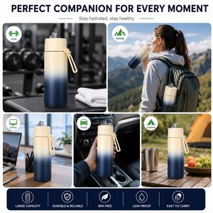 Custom 22oz 34oz Australia Frank Vacuum <b>Flask</b> Stainless Steel Insulated 34oz Water Drink Bottle with Flip Straw Lid Strap - Product Image 2
