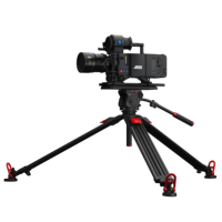 Trépied professionnel KINGJOY pour équipement photographique, avec tête fluide en Mg-Al, levage en un clic, pour diffusion, vidéosurveillance et caméras vidéo robustes