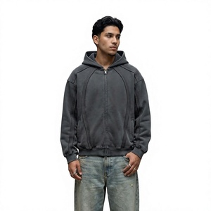 Sweat-shirt à capuche unisexe surdimensionné en polaire avec fermeture éclair, style rétro streetwear, décontracté, pour le skateboard, la danse de rue et le hip-hop - Product Image 6