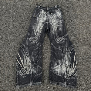 <span class=keywords><strong>Jeans</strong></span> da <span class=keywords><strong>Uomo</strong></span> di Alta Qualità, Pantaloni <span class=keywords><strong>Cargo</strong></span> Neri a Gamba Larga, Logo Personalizzato, <span class=keywords><strong>Jeans</strong></span> a Zampa Larga e Curva per <span class=keywords><strong>Uomo</strong></span> - Product Image 4