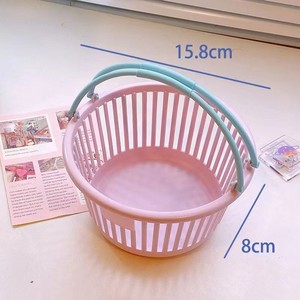 <b>Mini</b> Plastic Storage Basket with Handle Desktop Organizer <b>Bin</b> Portable Sundries Holder for Stationery Toiletries - Product Image 2