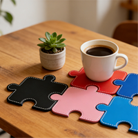 Ensemble de dessous-de-verre amusants en cuir PU, imperméables, pour café, thé, protection de table à la maison ou au bureau, protège-tables pour tasses à café
