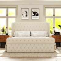 Modernes Luxuriöses Konvertierbares Queensize-Bettgestell mit Samtpolsterung und Metallrahmen Verstellbares Weiches Gepolstertes Kopfteil Platzsparend