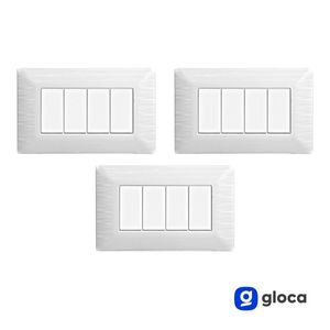 Plaque d'interrupteur mural Gloca 4 voies 4 interrupteurs en plastique blanc satiné durable pour Matix - Product Image 3