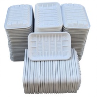 Barquette alimentaire rectangulaire en plastique jetable blanche pour supermarché, emballage de légumes, fruits et viandes, provenant de Chine