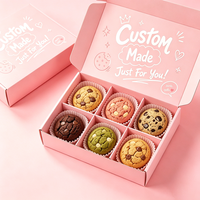 Boîtes à pâtisserie en carton biodégradable de qualité alimentaire rose personnalisées, emballages pour macarons, beignets, biscuits avec sacs en papier