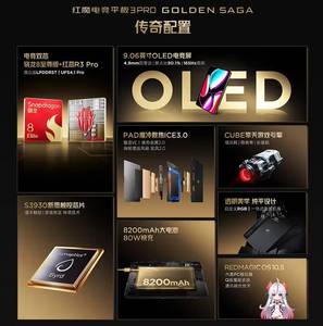 Tablette RedMagic 3 Pro GOLDEN <span class=keywords><strong>SAGA</strong></span> 9.06'' Écran OLED 165Hz Batterie 8200mAh Snap Dragon 8 Elite Octa Core WIFI Tablette de jeu - Product Image 6