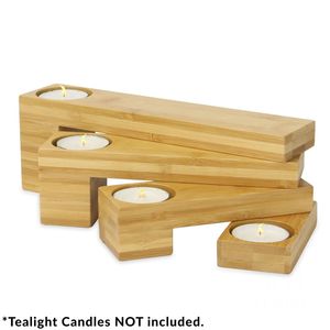 Bamboo Tealight Candle Holder Flat Candle Holder Bamboo Candle Stand - Product Image 3