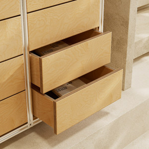 Mobile da Ufficio Moderno in Alluminio e Betulla con Ripiano Laterale Rimovibile, 5+ Cassetti, Modello a Profilo Basso 1001 - Product Image 5