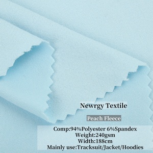 <span class=keywords><strong>Tissu</strong></span> en molleton pêche 94 % polyester 6 % élasthanne, 240 grammes par mètre carré, tricot extensible pour veste - Product Image 1