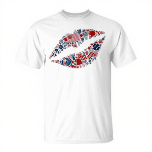 Camiseta con silueta de labios sexys y símbolos americanos para el 4 de julio - Product Image 2