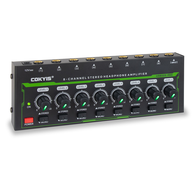 Mini 8 Channel 6.35mm Interface Hifi Headphone Power Amp Professional Stereo Headphone Amplifier for Stage Studio Monitors DJ