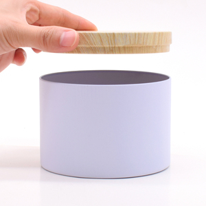 木纹盖玫瑰金白色黑色金属锡蜡烛罐豪华大8盎司16盎司黑色无缝蜡烛罐带盖 - Product Image 3