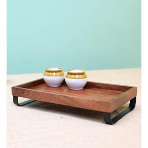 Bandeja de servicio de madera de tamaño personalizado de alta calidad Diseño de mosaico hecho a mano con material de hierro sólido Fabricante Precio al por mayor - Product Image 4