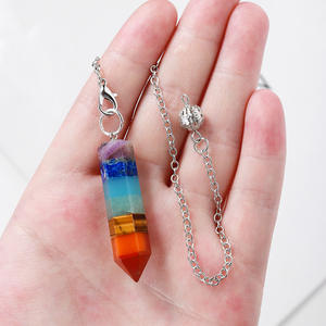 HZ 크리스탈 치유 스톤 크리스탈 도매 대량 다채로운 크리스탈 진자 펜던트 | 체인 공급 업체가있는 진자 - Product Image 2