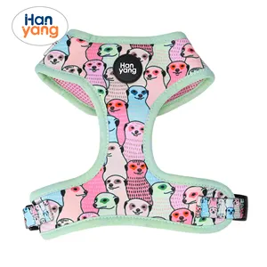 HanYang Harnais de luxe en néoprène rose à carreaux doux personnalisable en polyester durable pour chien et chat Harnais réglable