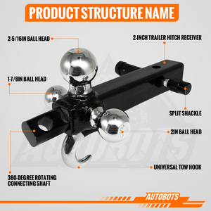 Support à billes AUTOBOTS avec goupille d'<span class=keywords><strong>attelage</strong></span> boules chromées pour récepteur d'<span class=keywords><strong>attelage</strong></span> de remorque à tige creuse de 2 pouces Tri Ball - Product Image 4