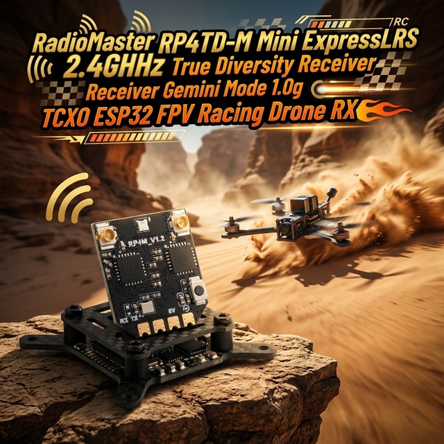 RP4TD-M Mini ExpressLRS 2.4GHz True Diversity Receiver Gemini Mode 1.0g TCXO ESP32 FPV Racing Drone RX
