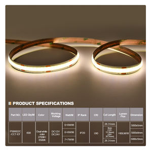 Tira de Luz LED COB de Doble Color CCT, Cortable a Medida, 12v 24v 608Leds, Cinta Flexible para Exteriores, Decoración de Jardín - Product Image 2