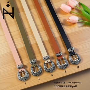 Cintura da Donna Retrò con Fibbia Traforata in PU 2,5 Cm Accessorio di Moda - Product Image 3