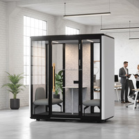 Cabine de bureau modulaire insonorisée portable Comine, acoustique, avec cadre en alliage d'aluminium et poignées en bois écologiques pour villa