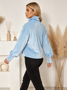 Haut ample à col coussin et manches lanternes pour femme – Élégant, polyvalent, idéal pour le quotidien, les rendez-vous et le bureau - Product Image 3