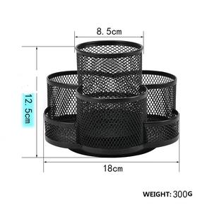 Porte-stylos rotatif à 360 degrés en maille métallique noire pour bureau scolaire, organiseur de crayons avec 8 compartiments - Product Image 3