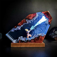 Lampu LED Resin Bentuk Bunga Buatan Tangan, Lampu Malam Patung Diving Tema Bawah Air, Hadiah Natal Hari Ibu