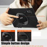Funda de tableta a prueba de golpes de cuerpo completo para niños con soporte giratorio de correa de mano para Xiaomi Redmi Pad Pro de 12,1 pulgadas