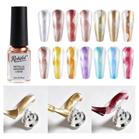 Gel UV LED pour manucure liquide effet éclatant en métal, marque privée OEM Guangzhou, pour la création d'art ongulaire en spirale, destiné aux distributeurs et aux salons de manucure.