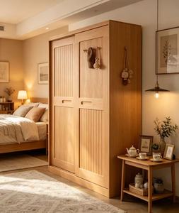 Armario Escandinavo de Madera con Puertas Correderas Estilo Shaker, Mueble de Dormitorio Moderno Independiente de Madera Maciza - Product Image 2