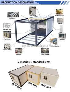 CGCH casa del contenitore del pacchetto piatto staccabile senza amianto prefabbricato casa del contenitore della casa del contenitore 20Ft per l'ufficio o vivere - Product Image 4