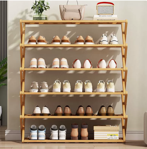 Zapatero sencillo de bambú con múltiples niveles en el interior - Product Image 2