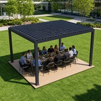 Pergola robuste en aluminium avec toit à lames orientables, gazebo 10x15 pieds, imperméable, pavillon de jardin moderne, prix usine, personnalisable pour jardin.