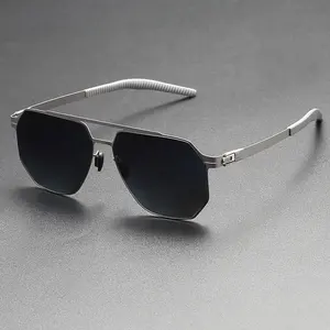 Óculos de sol femininos piloto, óculos de sol pretos e azuis com lentes degradê, alta qualidade, 50008