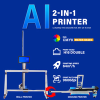 Impresora 2 en 1 de Alta Velocidad para Paredes y Pisos con Tinta CMYK, Impresión Automática 3D para Arte en Paredes y Suelos