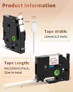 Cinta de Etiquetas Compatible con <span class=keywords><strong>Brother</strong></span> TZE232 Roja sobre Blanca de 12 mm x 8 m - Product Image 6